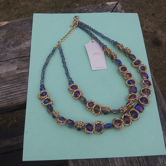 New Eye Candy Los Angeles two strands  statement necklace 14 Kt gold plated - Picture 6 of 16